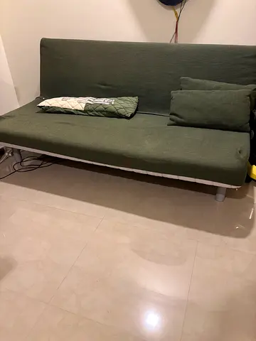Green Fabric Sofa Bed / Futon - Good Condition