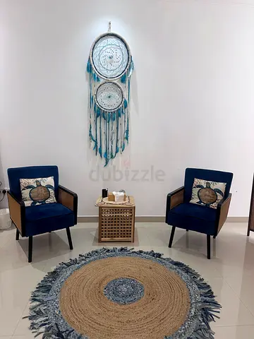 Modern sofa Jute Rug with Fringed Border