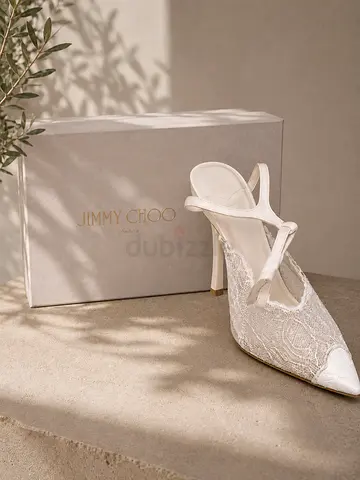 Super master quality, Jimmy Choo white lace pointed slingback heels - all sizes