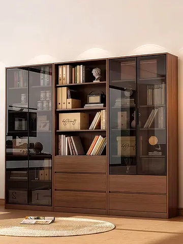 Large Wooden Bookcase/Display Cabinet with Glass Doors