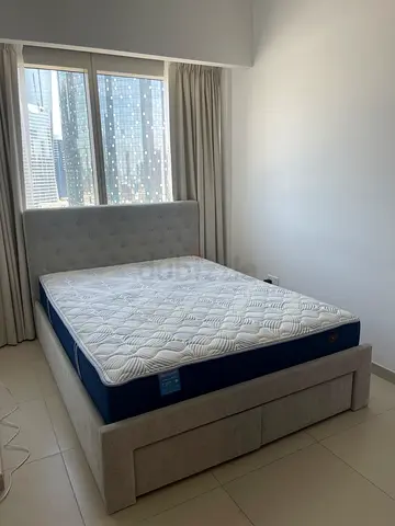 Queen bed frame 150 cm W x 200 cm H with mattress included — perfect condition