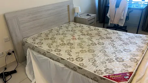 Queen size bed and  matress with side table