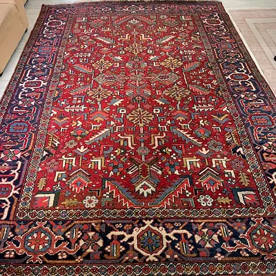 Antique handmade Persian Heriz Afshan Rug