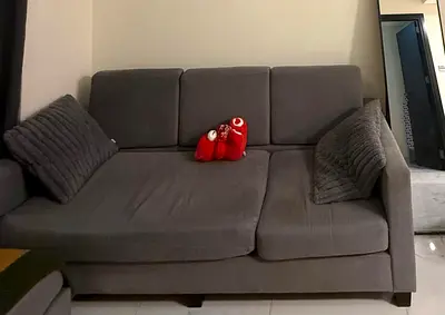 Grey 3-Seater Fabric Sofa — Good Condition
