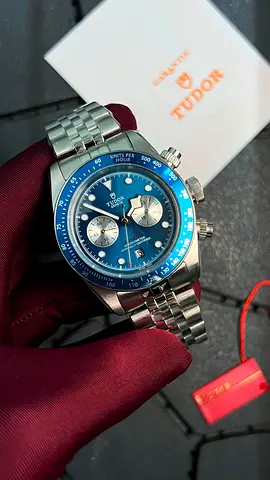 Tudor Chronograph Blue Dial Stainless Steel Mens Watch - Full Set