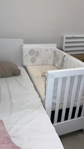 White wooden baby crib / bedside co-sleeper - good condition