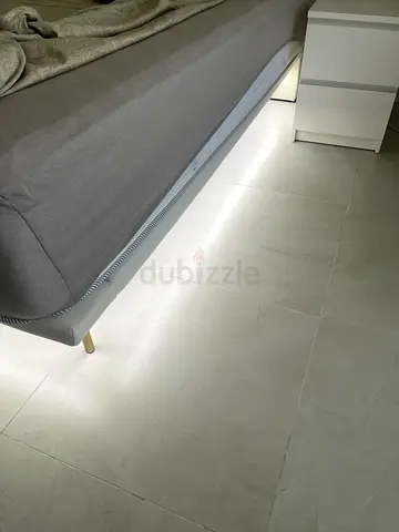 Modern Upholstered Bed Frame and Mattress with light