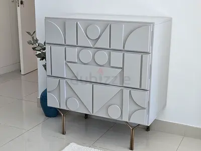 West Elm Chest of Drawers / Dresser – light grey Geometric Design