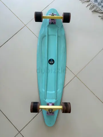 Light blue longboard cruiser skateboard
