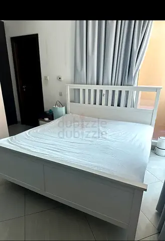 White Wooden Double Bed Frame - Good Condition