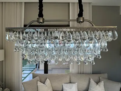 Modern Crystal Teardrop Rectangular Chandelier