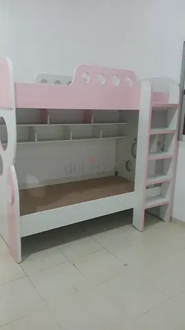 Wooden Pink Kids Bunk Bed with Ladder and Storage Shelves