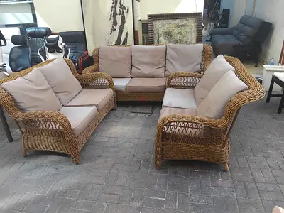 Rattan/Wicker 3-piece Sofa Set with Cushions - Good Condition