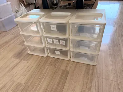 Set of 3 white cabinet with drawers for sale in Dubai Meydan