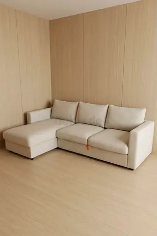 Vimle Beige L-shaped Fabric Sofa-bed with  Chaise — Good Condition