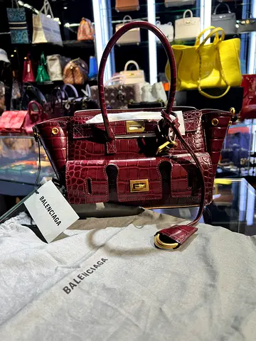 Balenciaga Mini Bel Air Tote Bag Dark Burgundy| Brand New • Includes Strap  Dust Bag