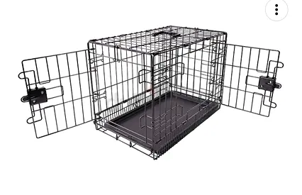 Medium Metal Dog Crate/Cage with Tray, Durable and Foldable Dog Cage with Double Door,