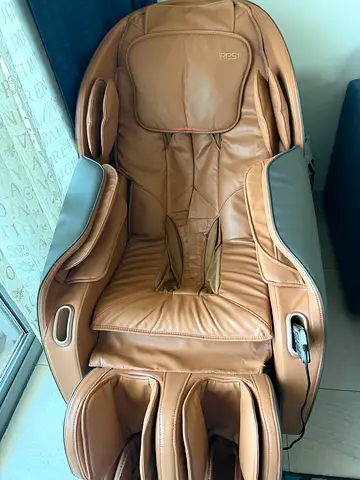 Used full-body massage chair in tan leather - good working condition