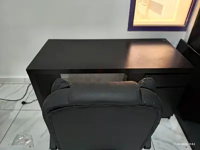 Black Wooden Study Desk with Drawers - Good Condition (55.5 inch * 26)