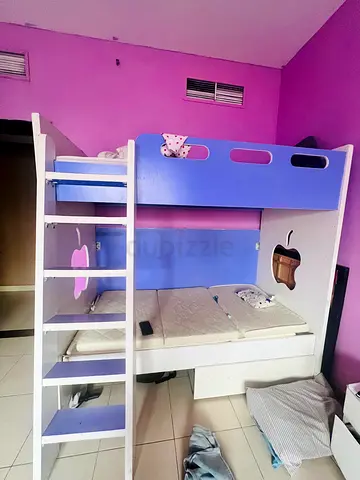 Wooden Bunk Bed for Kids with Ladder and Storage - Good Condition