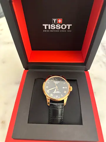 Tissot Men’s Classic Automatic Watch - Rose Gold Case, Black Leather Strap.