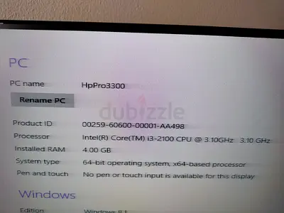 HP Pro 3300 series MT with mouse and keyboard