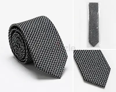 Brand New Men’s Tie – Black  Silver Pattern | Original Packaging