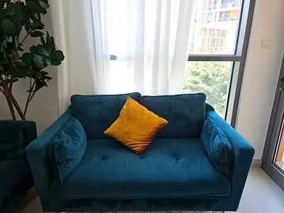 Teal Velvet 3-Seater Sofa with Gold Legs - Good Condition