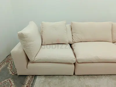 Marina home luscious linen cloud feather 🪶 filled modular sofa with ottoman