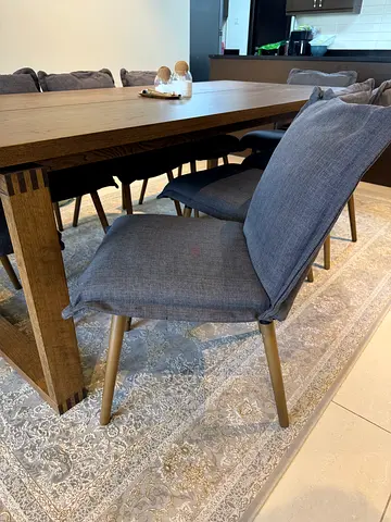 Set of 8 Grey Fabric Dining Chairs - Good Condition