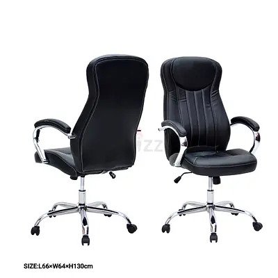 Black Executive Office Chair with Chrome Base — Adjustable, Cushioned