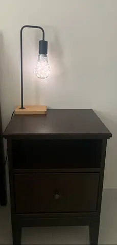 2 Dark Brown Bedside Tables + 2 Matching Decorative Lamps