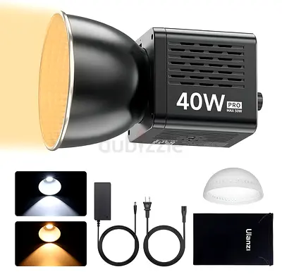 ULANZI 40W Pro Portable LED Video Light with DC Power Adapter, 3400mAh Build-in Battery Metal Mini