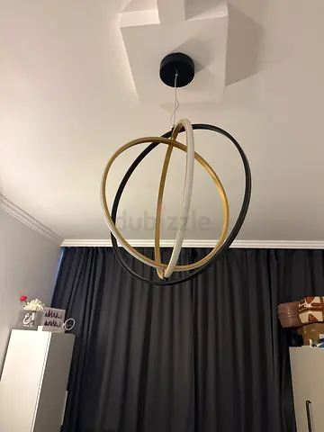 Modern Orb LED Pendant Light - Gold  Black Rings