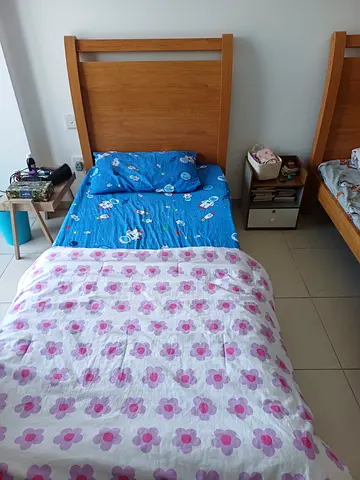 2 Single Wooden Beds with Headboard - Good Condition