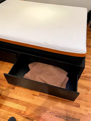 IKEA Black MALM Queen Storage Bed with IKEA Mattress 160 x 200 cm