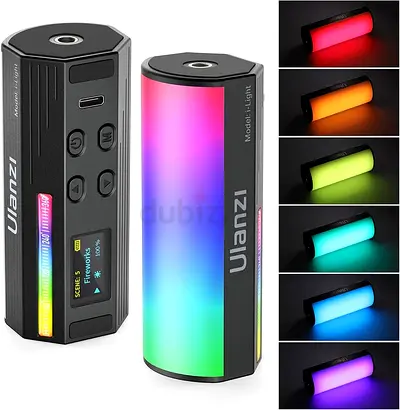 LANZI 360° RGB LED Video Light Wand - Rechargeable Mini Light Stick for Video Shooting,