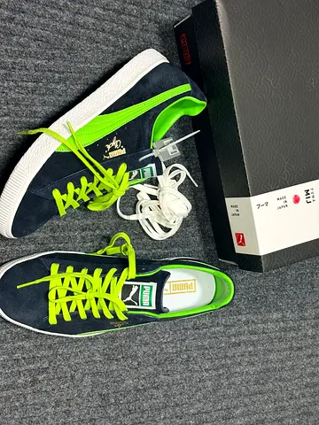 Puma Suede Classic sneakers - Black with Neon Green accents, size not specified