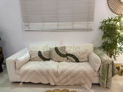Comfortable White 3 Seater Fabric Sofa