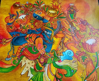 Hand-painted Traditional Indian Mythological Painting on Canvas