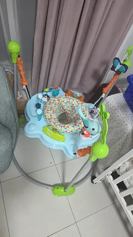 Baby jumper/exersau with activity seat - light blue/green, good condition