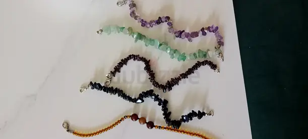 Handmade beaded gemstone bracelets – set of 5, mixed stones