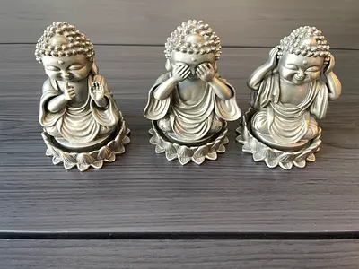 Antique pewter Buddha Monks Set of 3 Figurines