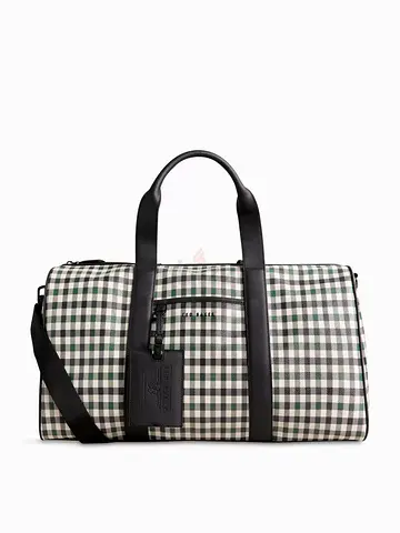 TED BAKER INVESS CHECK-PRINT WOVEN HOLDALL Duffle