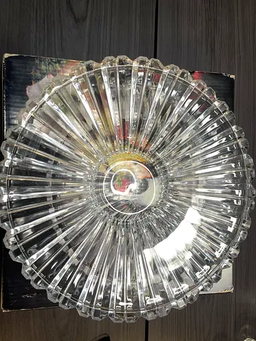 Vintage Home Beautiful Crystal Cut Glass Serving Platter Tray ,Original Box