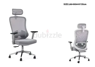 Ergonomic Mesh Office Chair with Headrest - Grey