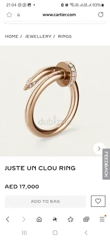 Cartier ring rose gold size 59
