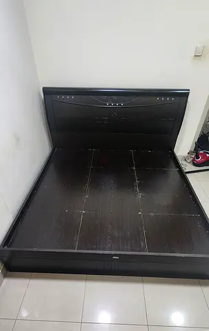 King size bed with mattress small table