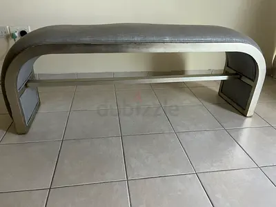 Modern silver upholstered bench / foyer ottoman (good condition)