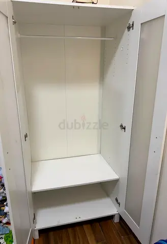 White 2-Door Wardrobe with Hanging Rail and Shelves